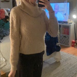 beige knit super soft turtle neck